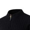 SWJGLITTR Men's Quarter Zip Knitted Pullover Skinny Knit Zip Up Polo Sweater Male Twists Pattern Casual Golf Sweater (Medium,Black) view 2