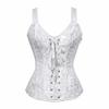 Jutrisujo Corset Dress Bustier Skirt Tutu Lingerie for Women Plus Size Burlesque Victorian Costume Black White S view 2