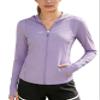 AGVNG Womens UPF 50+ Long Sleeve Hooded Sun Jackets Lightweight Sun Protection Clothing SPF Cooling Shirts Workout Athletic Hiking Running Tops Thumb Hole Purple XXL view 1