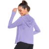AGVNG Womens UPF 50+ Long Sleeve Hooded Sun Jackets Lightweight Sun Protection Clothing SPF Cooling Shirts Workout Athletic Hiking Running Tops Thumb Hole Purple XXL view 4