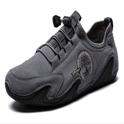 Asifn Men's Casual Loafers Slip On Boat Shoes Comfort Driving Outdoor Work Office Dress Sneakers Leather Lace up Mocassins 10 Grey