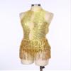 Hularka Women's Fringed Sequins Leotard Tassel Latin Samba Ballroom Dance Dress Party Costume A_Gold X-Large view 4