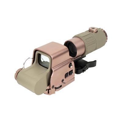 Bravary 558 G33/558 G43/558 G45 Red & Green Dot Holographic Reflex Sight Scope with G33 G43 3X /G45 5X Magnifier Combo Built-in Flip QD Mount (558+G45, Gold)