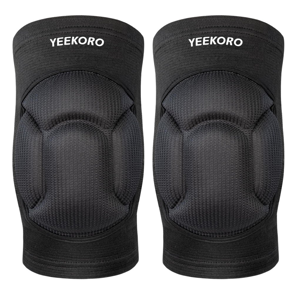 YEEKORO Knee Pads with Thickened SBR Pad Sports Knee Support Sleeve Anti-Slip Wrestling Knee Braces for Adult Teenagers Knee Protector for Pain Relief, Workout,Snowboarding,Volleyball,Soccer1 Pair