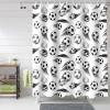 Anzona Football Waterproof Shower Curtains Set - Standard 66 x 72 Inch, Soccer Sports Black and White Decor Polyester Fabric Bathroom Curtain with 12 Hooks, Bathroom Accessories, 1 Panel view 1