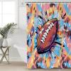 Anzona Football Waterproof Shower Curtains Set - Extra Long 72 x 96 Inch, Yellow Blue Pink Watercolor Abstract Art Sports Polyester Fabric Bathroom Curtain with 12 Hooks, Bathroom Accessories, 1 Panel view 1