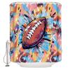 Anzona Football Waterproof Shower Curtains Set - Extra Long 72 x 96 Inch, Yellow Blue Pink Watercolor Abstract Art Sports Polyester Fabric Bathroom Curtain with 12 Hooks, Bathroom Accessories, 1 Panel view 2