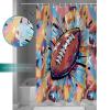 Anzona Football Waterproof Shower Curtains Set - Extra Long 72 x 96 Inch, Yellow Blue Pink Watercolor Abstract Art Sports Polyester Fabric Bathroom Curtain with 12 Hooks, Bathroom Accessories, 1 Panel view 4
