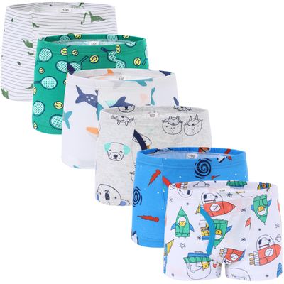 benetia Breathbale Boys Boxer Briefs Size 10 Soft Cotton Cute Cartoon Age 8-10 years White/Blue/Gray/Colors Back to School