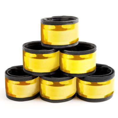 esonstyle 6 PCS Yellow LED Light Up Band Slap Bracelets, Night Safety Wrist Band for Cycling Walking Running Concert Camping Outdoor Sports