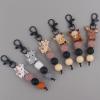 COLORFUL BLING Animal Keychains for Backpack Accessories,Silicon Bead Unisex Key Chains for Car Keys-deer-brown view 3