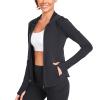 AGVNG Womens UPF 50+ Long Sleeve Hooded Jackets Full Zip Lightweight UV Protection SPF Cooling Sun Shirts Workout Athletic Hiking Running Tops Thumb Hole Black XXL view 1