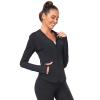 AGVNG Womens UPF 50+ Long Sleeve Hooded Jackets Full Zip Lightweight UV Protection SPF Cooling Sun Shirts Workout Athletic Hiking Running Tops Thumb Hole Black XXL view 2