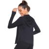 AGVNG Womens UPF 50+ Long Sleeve Hooded Jackets Full Zip Lightweight UV Protection SPF Cooling Sun Shirts Workout Athletic Hiking Running Tops Thumb Hole Black XXL view 4