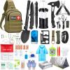 Emergency Survival Kit, 151 Pcs Survival Gear First Aid Kit, Outdoor Trauma Bag with Tactical Flashlight Knife Pliers Pen Blanket Bracelets Compass for Camping Earthquake or Adventures (Khaki) view 1
