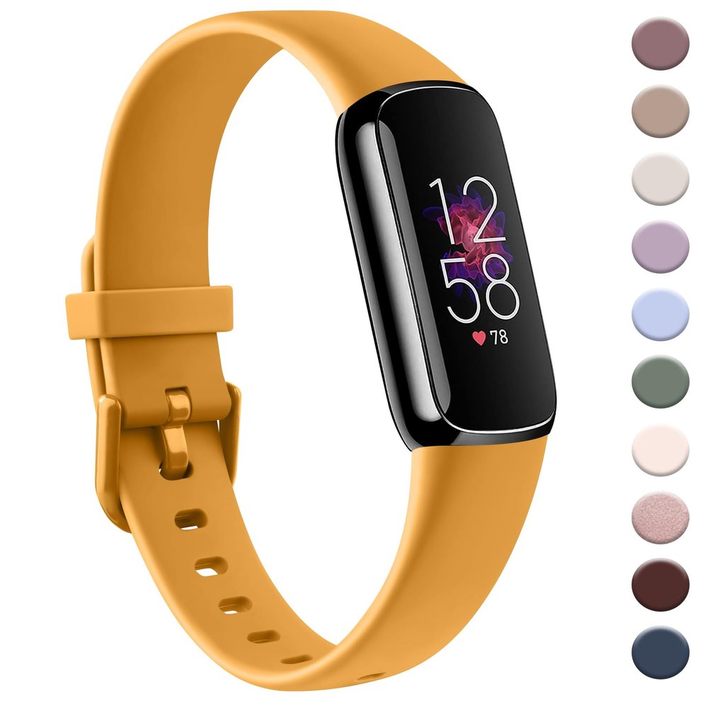 AK Sport Band Compatible with Fitbit Luxe Bands for Women Men, Soft Silicone Replacement Sport Straps Wristbands for Fitbit Luxe Fitness and Wellness Tracker (Small,Turmeric)
