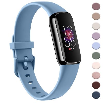 AK Sport Band Compatible with Fitbit Luxe Bands for Women Men, Soft Silicone Replacement Sport Straps Wristbands for Fitbit Luxe Fitness and Wellness Tracker (Large,Senior Blue)