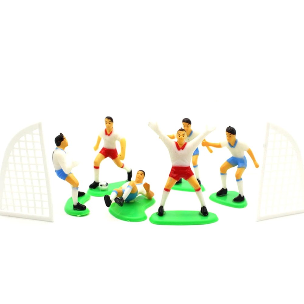 ulafbwur PVC Mini Soccer Player Figures Football Goal Post Model Railway Scenery Decoration