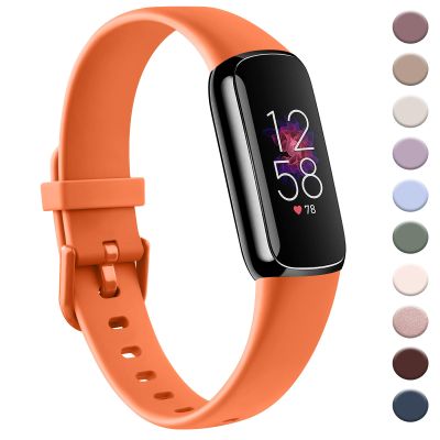 AK Sport Band Compatible with Fitbit Luxe Bands for Women Men, Soft Silicone Replacement Sport Straps Wristbands for Fitbit Luxe Fitness and Wellness Tracker (Small,Orange)