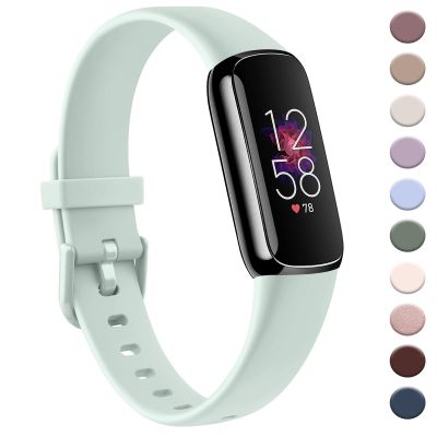 AK Sport Band Compatible with Fitbit Luxe Bands for Women Men, Soft Silicone Replacement Sport Straps Wristbands for Fitbit Luxe Fitness and Wellness Tracker (Small,Light Cyan)