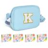 COSHAYSOO Fanny Pack for Girls Purse Crossbody Belt Bag Personalized 6 7 8 9 10 11 12 Year Old Tween Preteen Girl Gifts Blue Initial Letter K view 1