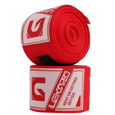 LEKRO Elastic Cotton Boxing Hand Wraps for Muay Thai MMA Training for Men & Women (Red, 180")