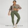 ODODOS Women's Cross Waist Full Length Yoga Leggings with Inner Pocket, Inseam 28" Gathered Crossover Workout Yoga Pants, Dark Olive, Large view 4