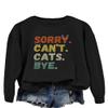 ESIKAH Sorry Can't Cats Bye Sweatshirt Retro Vintage Cat Lover Shirts Women Crewneck Graphic Pullover Tops Cats Mom Sweater Black view 2