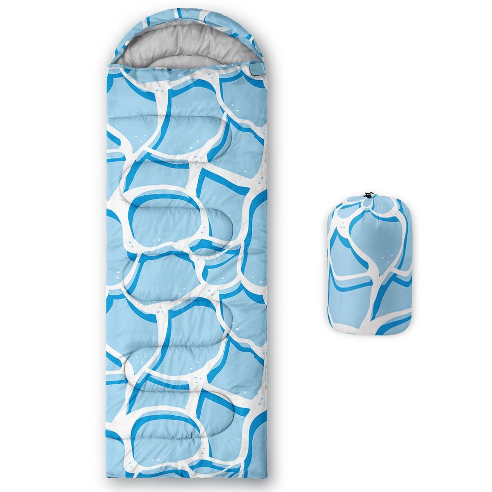 Smell Sunshine Kids Sleeping Bag for Boys Girls,Seawater Print-Lightweight Warm Portable Outdoor Indoor-Waterproof Cold Weather Resistant Sleeping Bag for Camping Hiking(Seawater)