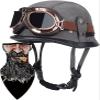 German Style Motorcycle Helmet Thin Skull Cap Half Helmet with Goggles for Adult Men Women, Retro Half Face Helmet DOT Approve Helmet Novelty Half Helmet for Cruiser Scooter Chopper 5,XL view 1