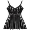 iiniim Women's Wet Look Patent Leather Dress Latex Shiny Club Vinyl Slip Dress Outfit Clubwear Black 3X-Large view 4