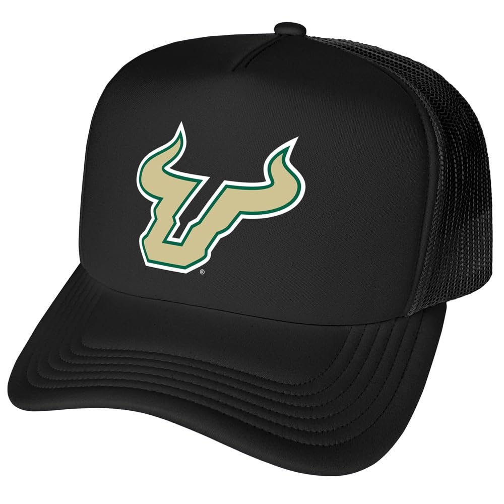 Campus Lab Official University of South Florida Primary Logo Foam Snapback Trucker Hat - Unisex for Men and Women Black