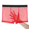 BMYALLEI Men's Underwear Sexy See-through Mesh Breathable Boxer Briefs Men's Transparent Printed Trucks (US, Alpha, X-Large, Regular, Short, Red) view 1