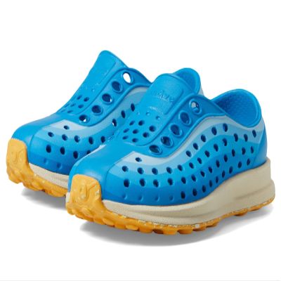 Native Shoes Robbie Print (Toddler) Wave Blue/Bone White/Pineapple Speckle Rubber/Wave Foggy Fade 4 Toddler M