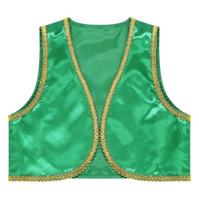 Manyakai Boys Arabian Prince Tops Waistcoat Vest Kids Fairy Tale Dramas Stage Performance Fancy Dress Ups Green 6 Years