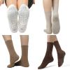 Toes Home Pilates Socks for Women with Non Slip Grippers, Yoga Crew Socks for Barre Hospital Exercise Workout Sticky Athletic Slipper Socks 4 Pairs Fall Brown Tan view 2