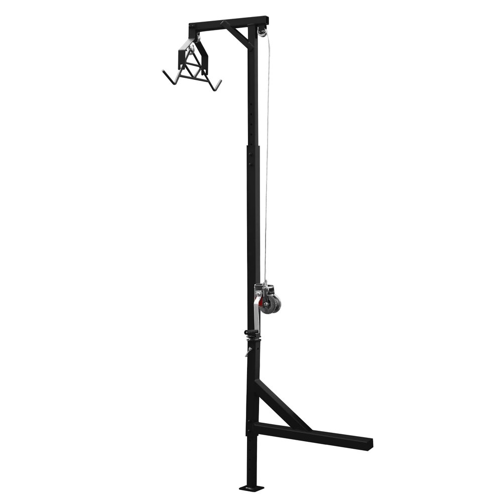 Truck Hitch Game Hoist Hitch Mounted Deer Hoist, 360 Swivel Adjustable Height 600 Lbs Load Capacity Truck Crane Pickup Truck Crane (Include Roller/Hook/Hanging Rod/Extension Rod)