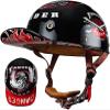 Baseball Cap Motorcycle Half Helmet, DOT Approve Adult Men Women Half Shell Helmet Retro Motorcycle Open Face Helmet, for Scooter Moped Cruiser Chopper 3,M view 1