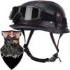 German Style Motorcycle Helmet Thin Skull Cap Half Helmet with Goggles for Adult Men Women, Retro Half Face Helmet DOT Approve Helmet Novelty Half Helmet for Cruiser Scooter Chopper 10,L view 1