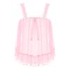 Freebily Men's Sissy Lingerie Lace Trim Camisole Tank Tops Sleepwear Crop Tops Sexy Chemise Tops Pink Large view 1