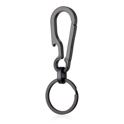 Ouligay Titanium Carabiner Keychain Clip Titanium Key Chain Bottle Opener Keychain Heavy Duty Car for Camping Hiking Men Women(Black)