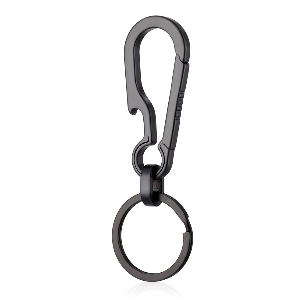 Ouligay Titanium Carabiner Keychain Clip Titanium Key Chain Bottle Opener Keychain Heavy Duty Car for Camping Hiking Men Women(Black)