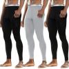 Cutecrop 3 Pack Men's Thermal Underwear Pants Fleece Lined Thermal Pant Leggings for Men Base Layer Bottoms(Large,Black, Gray) view 1