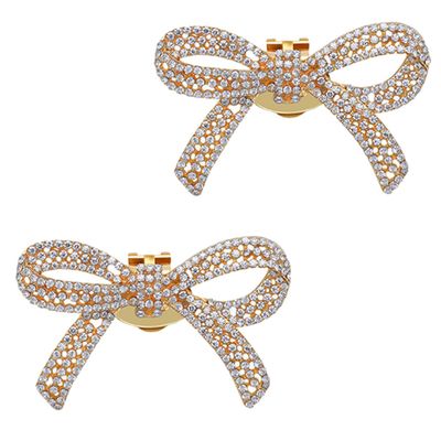 1 Pair Rhinestone Shoe Clips Classic Detachable Bow Heels Accessories Shoe Decoration Fashion Bridal Wedding Shoe Charms Gold