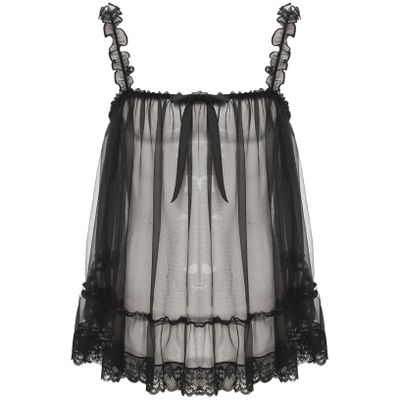 Freebily Men's Sissy Lingerie Lace Trim Camisole Tank Tops Sleepwear Crop Tops Sexy Chemise Tops Black Medium