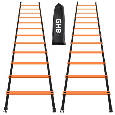 GHB Pro Agility Ladder 2 Pack Agility Training Ladder Speed 12 Rung 20ft with Carrying Bag (Orange)