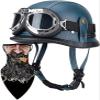 German Style Motorcycle Helmet Thin Skull Cap Half Helmet with Goggles for Adult Men Women, Retro Half Face Helmet DOT Approve Helmet Novelty Half Helmet for Cruiser Scooter Chopper 6,XL view 1