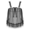 Agoky Men's Sissy Lingerie Chemise Tops Mesh Sheer Lace Pajamas Lace Pleated Tank Tops Nightwear Black XX-Large view 1