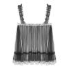Agoky Men's Sissy Lingerie Chemise Tops Mesh Sheer Lace Pajamas Lace Pleated Tank Tops Nightwear Black XX-Large view 2