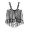 Agoky Men's Sissy Lingerie Chemise Tops Mesh Sheer Lace Pajamas Lace Pleated Tank Tops Nightwear Black XX-Large view 3